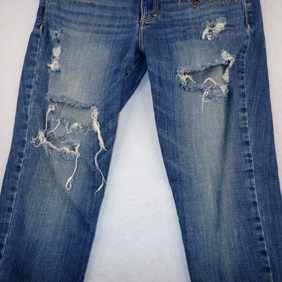 Abercrombie & Fitch Womens Low Rise Jeweled Denim Jeans Size 8 W 29 Distressed - Picture 6 of 9